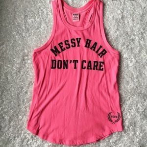 VS PINK neon messy hair workout tank top large